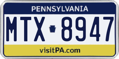 PA license plate MTX8947