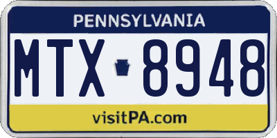 PA license plate MTX8948