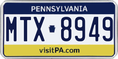 PA license plate MTX8949