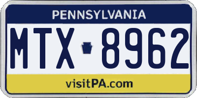 PA license plate MTX8962