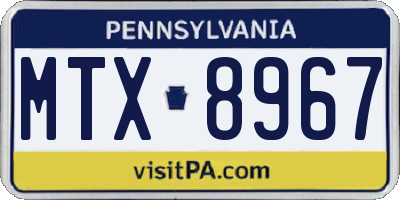PA license plate MTX8967