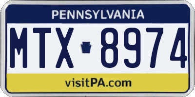 PA license plate MTX8974