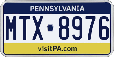 PA license plate MTX8976