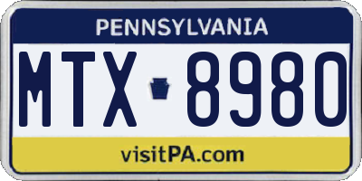 PA license plate MTX8980