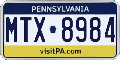 PA license plate MTX8984