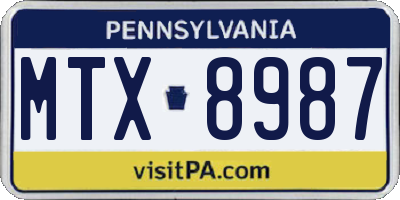 PA license plate MTX8987