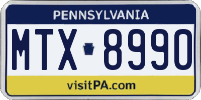 PA license plate MTX8990
