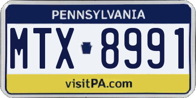PA license plate MTX8991