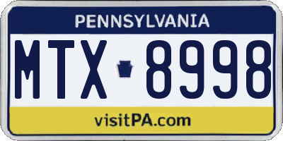 PA license plate MTX8998