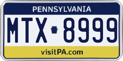 PA license plate MTX8999