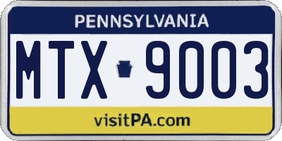 PA license plate MTX9003