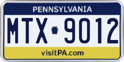 PA license plate MTX9012