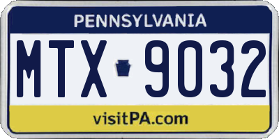PA license plate MTX9032