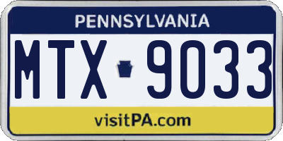 PA license plate MTX9033