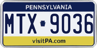 PA license plate MTX9036