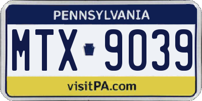 PA license plate MTX9039