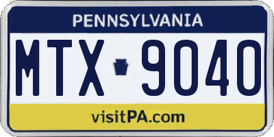 PA license plate MTX9040