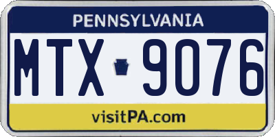 PA license plate MTX9076