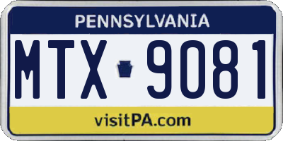 PA license plate MTX9081