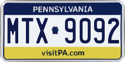 PA license plate MTX9092