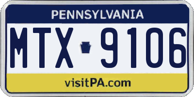 PA license plate MTX9106