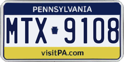 PA license plate MTX9108