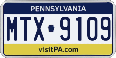 PA license plate MTX9109