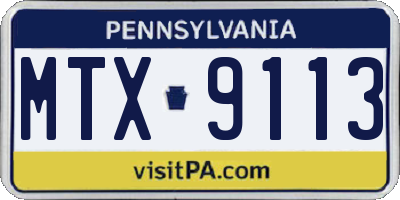 PA license plate MTX9113