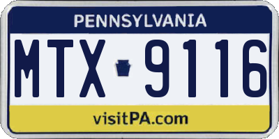 PA license plate MTX9116