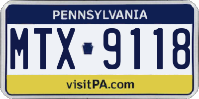 PA license plate MTX9118