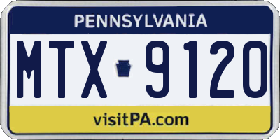 PA license plate MTX9120