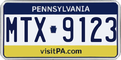 PA license plate MTX9123
