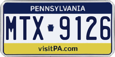 PA license plate MTX9126
