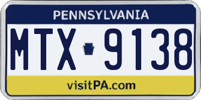 PA license plate MTX9138