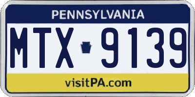 PA license plate MTX9139
