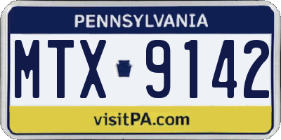 PA license plate MTX9142