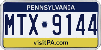PA license plate MTX9144