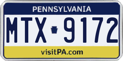 PA license plate MTX9172