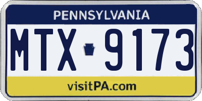 PA license plate MTX9173