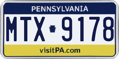 PA license plate MTX9178