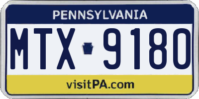 PA license plate MTX9180