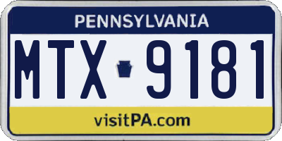PA license plate MTX9181