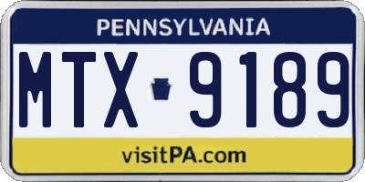 PA license plate MTX9189
