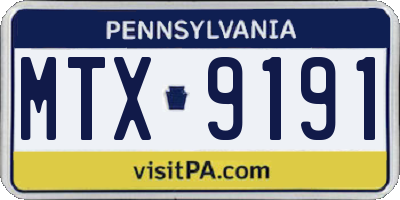 PA license plate MTX9191