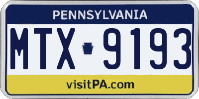 PA license plate MTX9193
