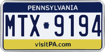 PA license plate MTX9194