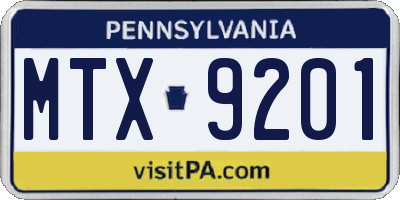 PA license plate MTX9201