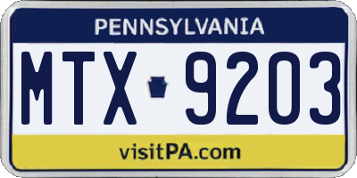 PA license plate MTX9203