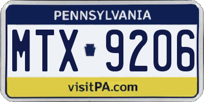 PA license plate MTX9206