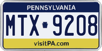 PA license plate MTX9208